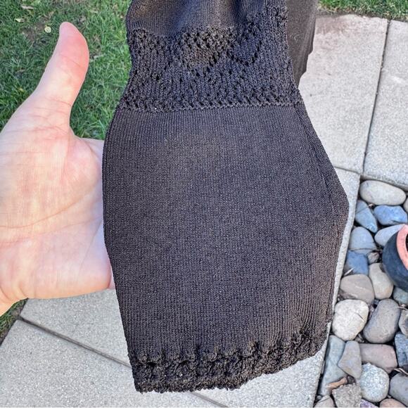 Worthington Black Crochet Long Sleeve Tunic Blouse Top Women’s Size Small - Picture 4 of 8